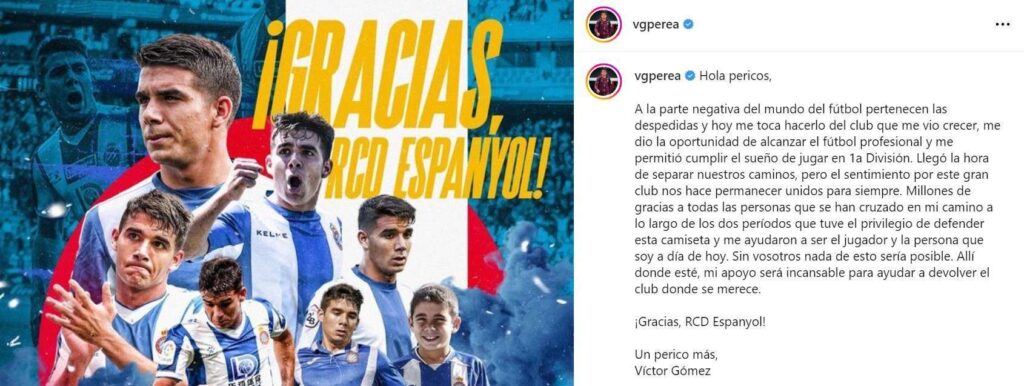 victor gomez despedida espanyol