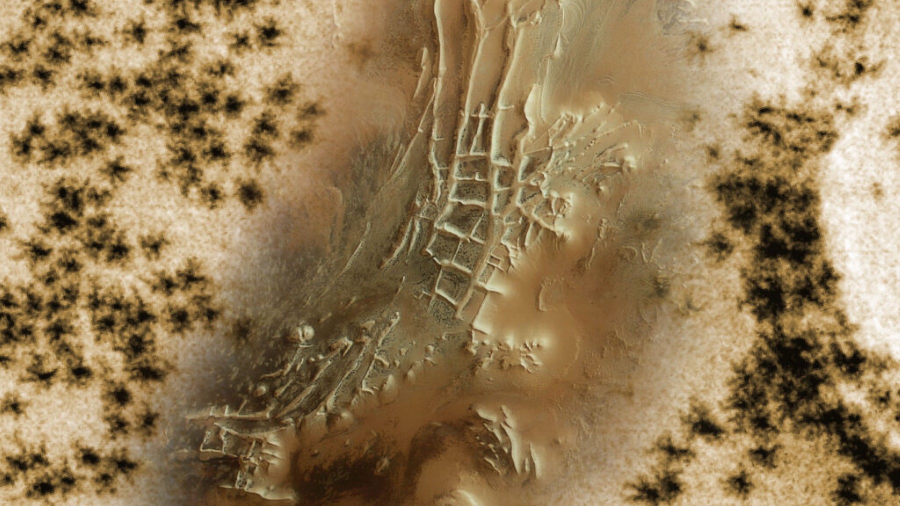 Confirmed—ESA reveals that the mysterious “spiders of Mars” are actually seasonal eruptions of carbon dioxide at the Martian south pole