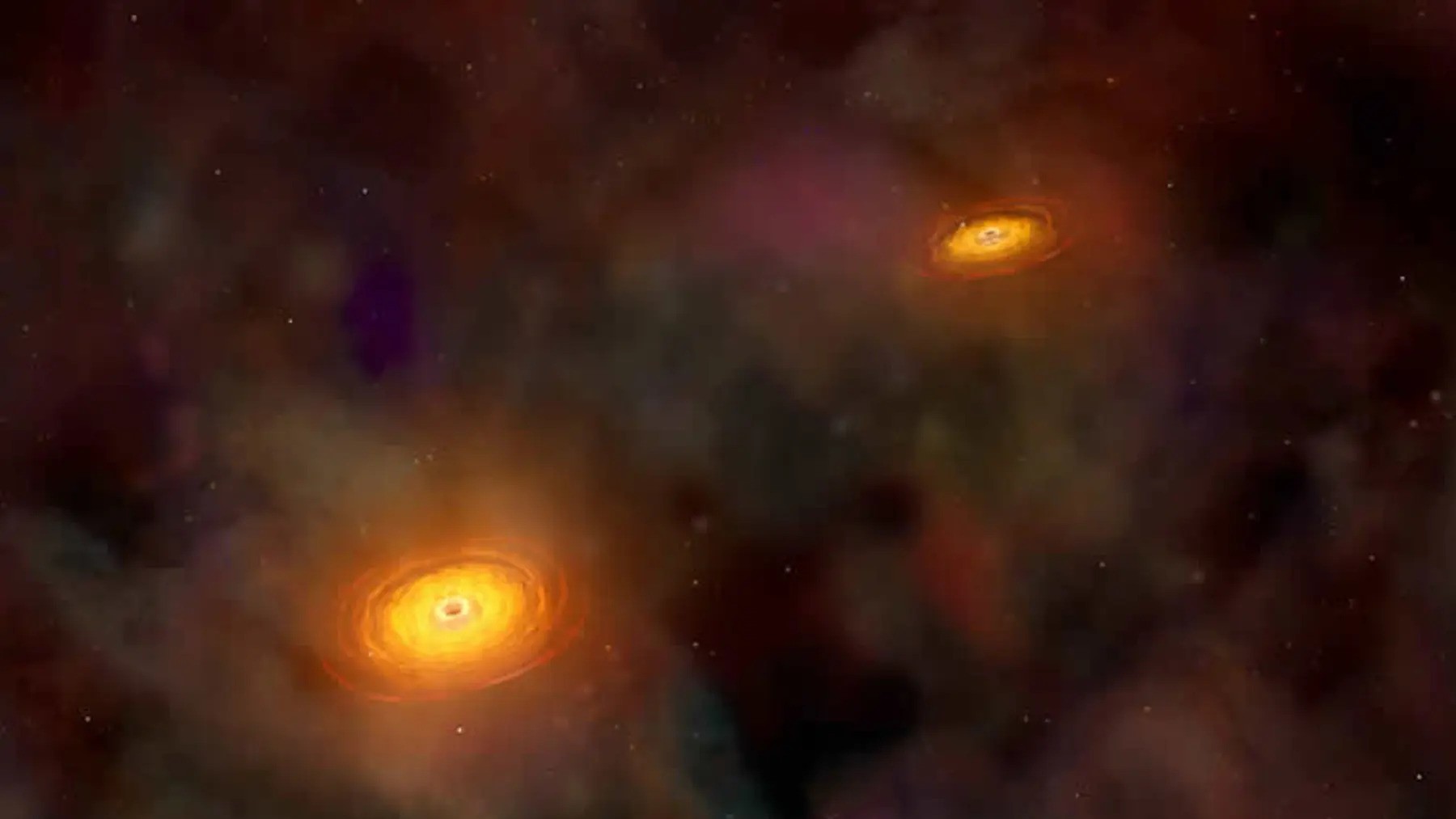 Confirmed by astronomers—the RadioAstron telescope captures the first direct image of two black holes orbiting each other and shooting jets of energy in unison