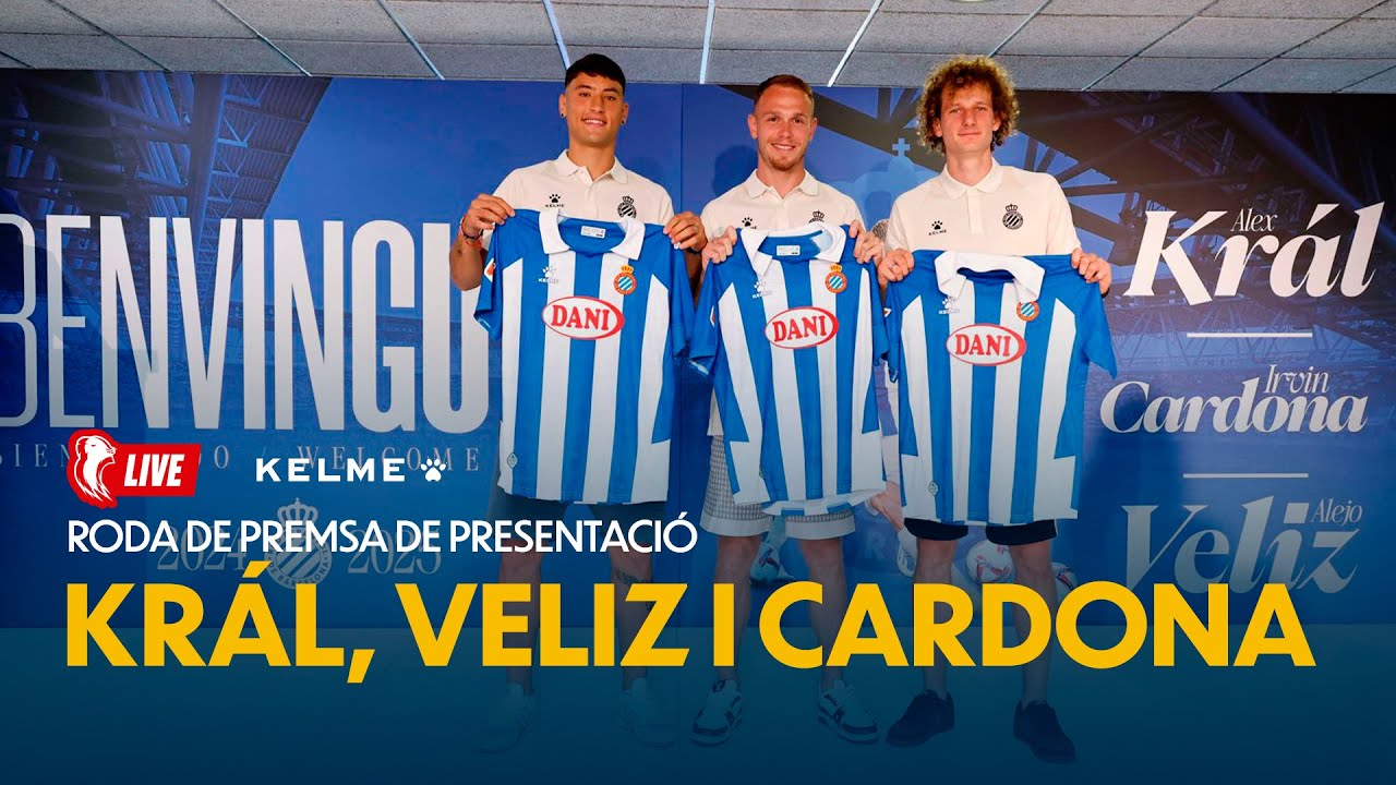 🔴 LIVE | 🎥 Presentació de Cardona, Veliz i Král com a nous jugadors de l’Espanyol | #EspanyolMEDIA