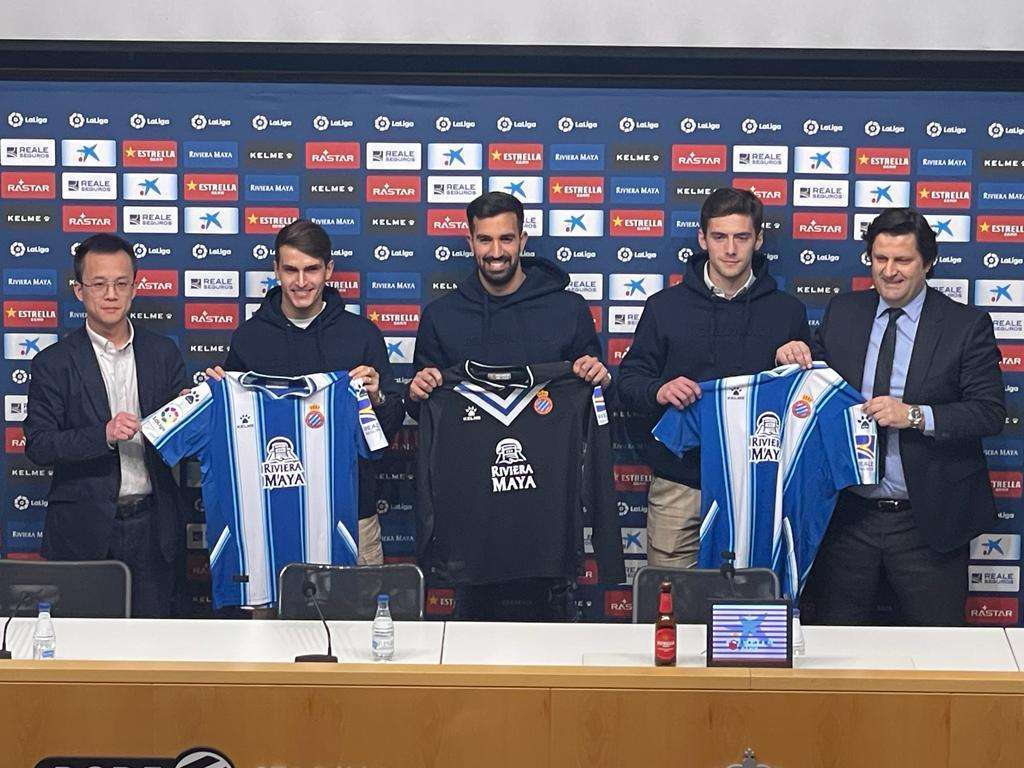 jose gragera denis suarez fernando pacheco presentacion espanyol