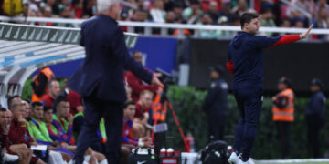 ZAPOPAN, MEXICO - OCTOBER 15: Head Coach of the United States Mauricio Pochettino gestures during an International friendly match between Mexico and the United States at Akron Stadium on October 15, 2024 in Zapopan, Mexico. (Photo by Simon Barber/Getty Images)