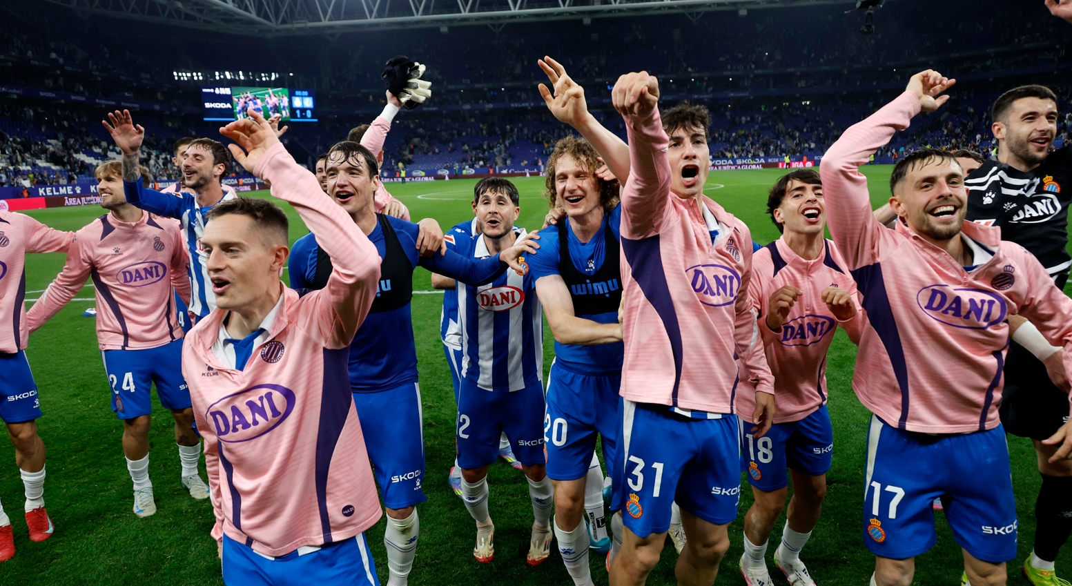 Celebración de gol del Espanyol
