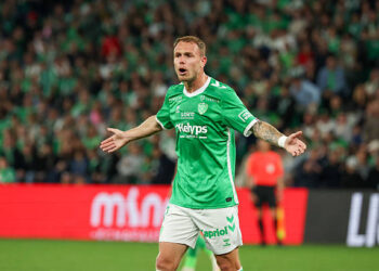 Irvin CARDONA of Saint-Etienne during the Ligue 1 McDonald's match between Saint-Etienne and Toulouse on May 17, 2025 at Stade Geoffroy-Guichard in Saint-Etienne, France. (Photo by Stephane Pillaud/Icon Sport via Getty Images)